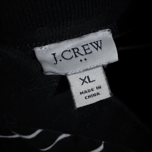 J.Crew Striped Fleece Funnel Neck Button Top Fleece Tunic Black White XL - Picture 4 of 6